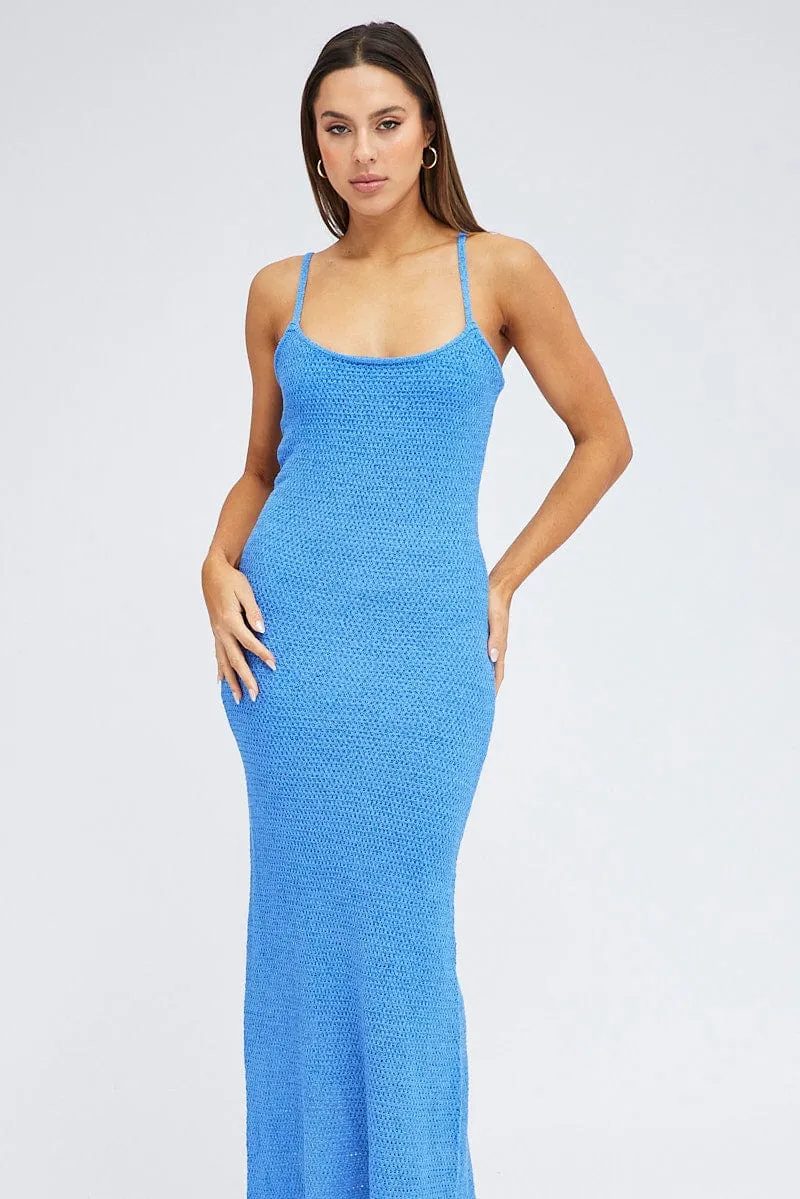Blue Knit Dress Maxi Crochet sold by Ally Fashion product image thumbnail 2