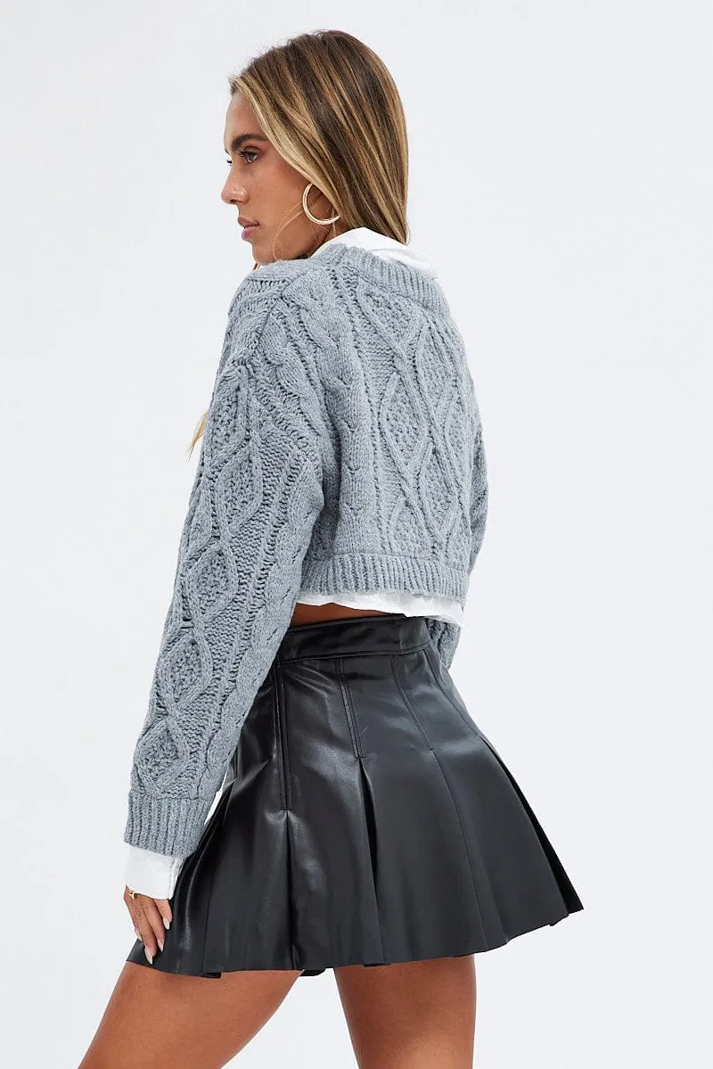 Black Pleated Skirt Mini Faux Leather sold by Ally Fashion product image thumbnail 5