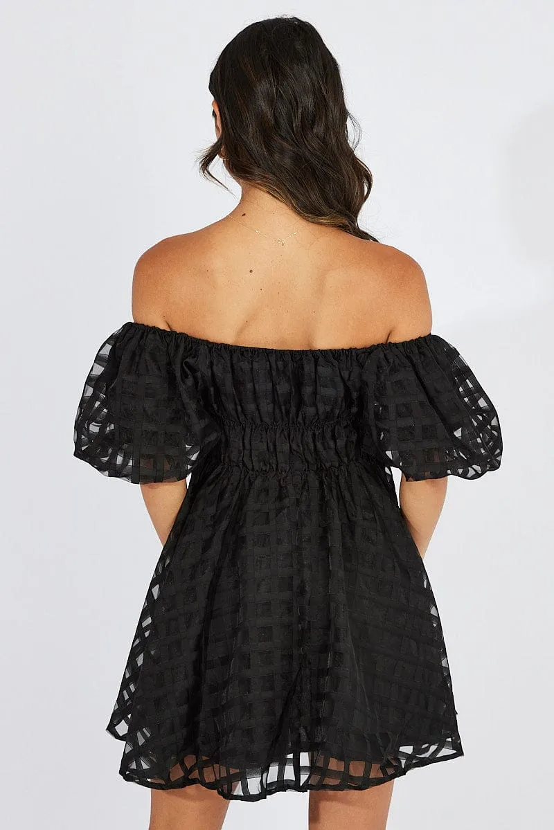 Black Fit And Flare Dress Puff Sleeve Mini sold by Ally Fashion product image thumbnail 5