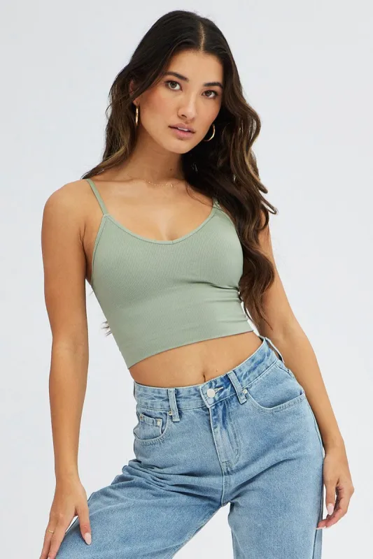 Green Crop Singlet Top Seamless sold by Ally Fashion