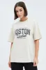 Beige Graphic Tee Short Sleeve Oversized sold by Ally Fashion