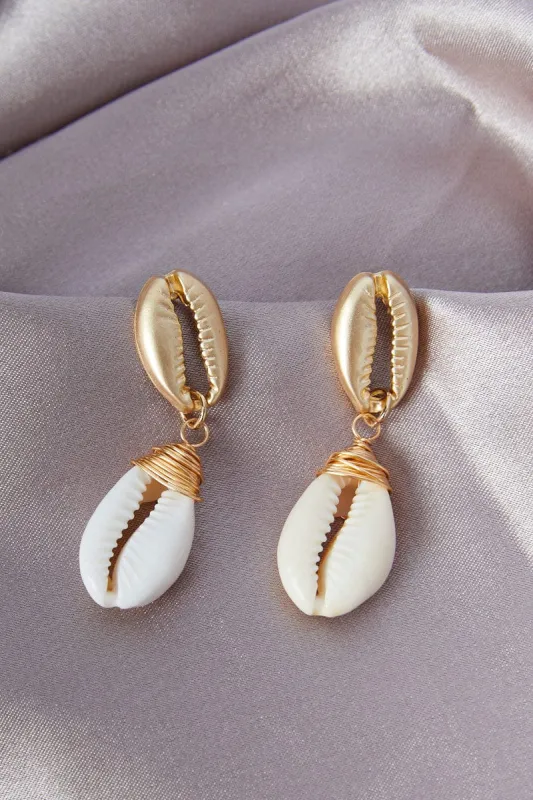 Gold Shell Detail Earrings sold by Ally Fashion