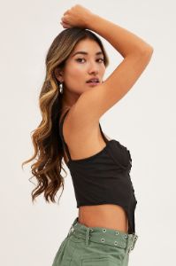 Black Bandage Hook Decor Corset Top Lingerie sold by Ally Fashion