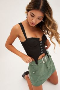 Black Bandage Hook Decor Corset Top Lingerie sold by Ally Fashion