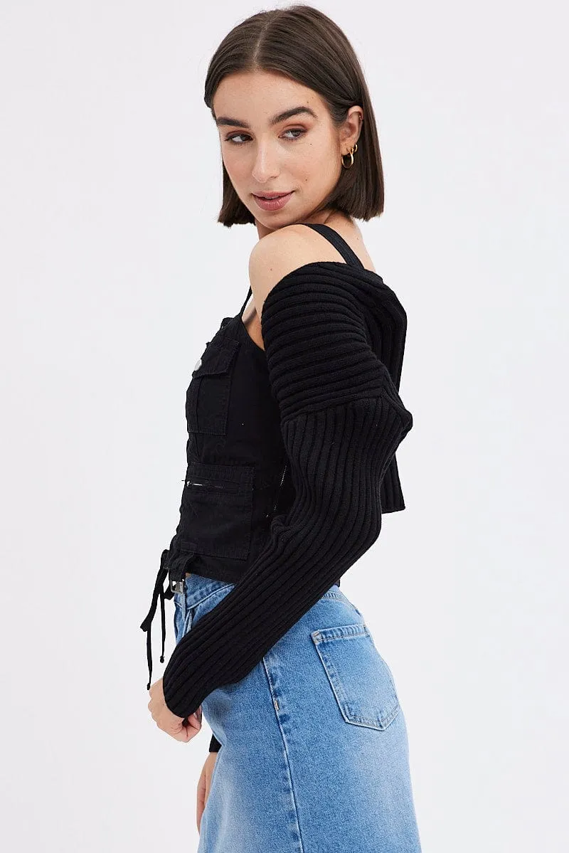 Black Knit Shrug sold by Ally Fashion product image thumbnail 4