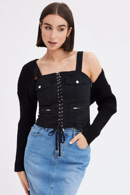 Black Knit Shrug sold by Ally Fashion