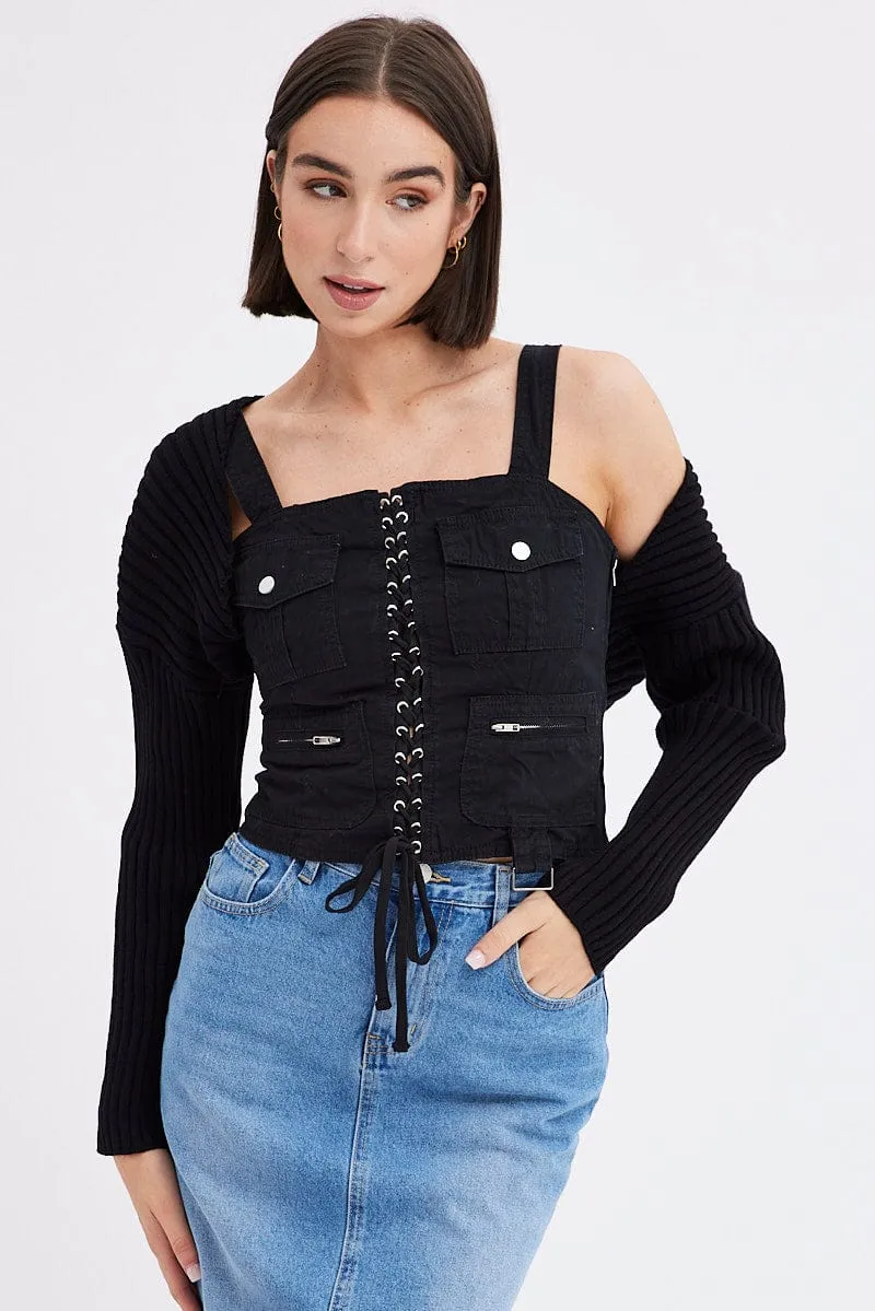 Black Knit Shrug sold by Ally Fashion