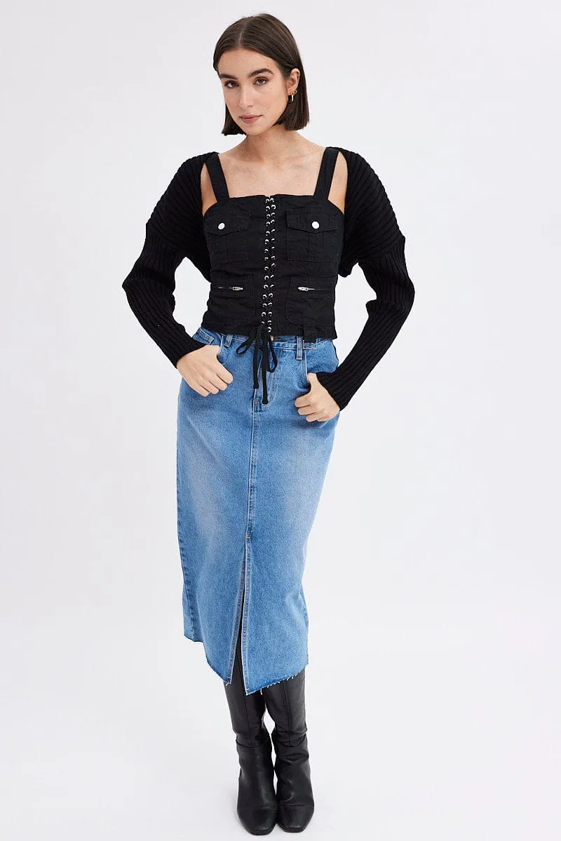 Black Knit Shrug sold by Ally Fashion product image thumbnail 2
