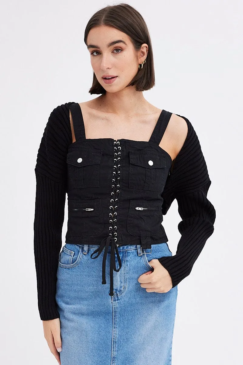 Black Knit Shrug sold by Ally Fashion product image thumbnail 3