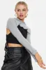 Grey Super Crop Hoodie Sweater sold by Ally Fashion