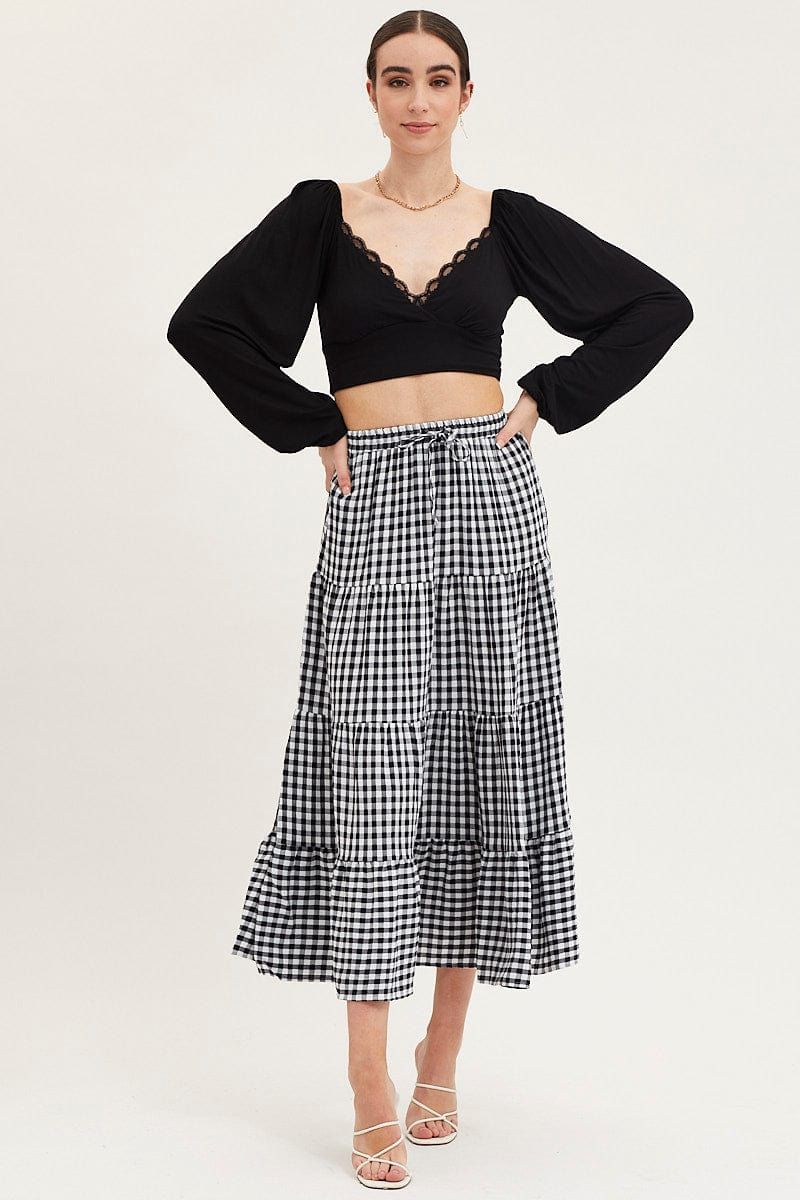 Black Top Long Sleeve Lace Trim sold by Ally Fashion product image thumbnail 2