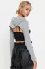 Grey Super Crop Hoodie Sweater sold by Ally Fashion