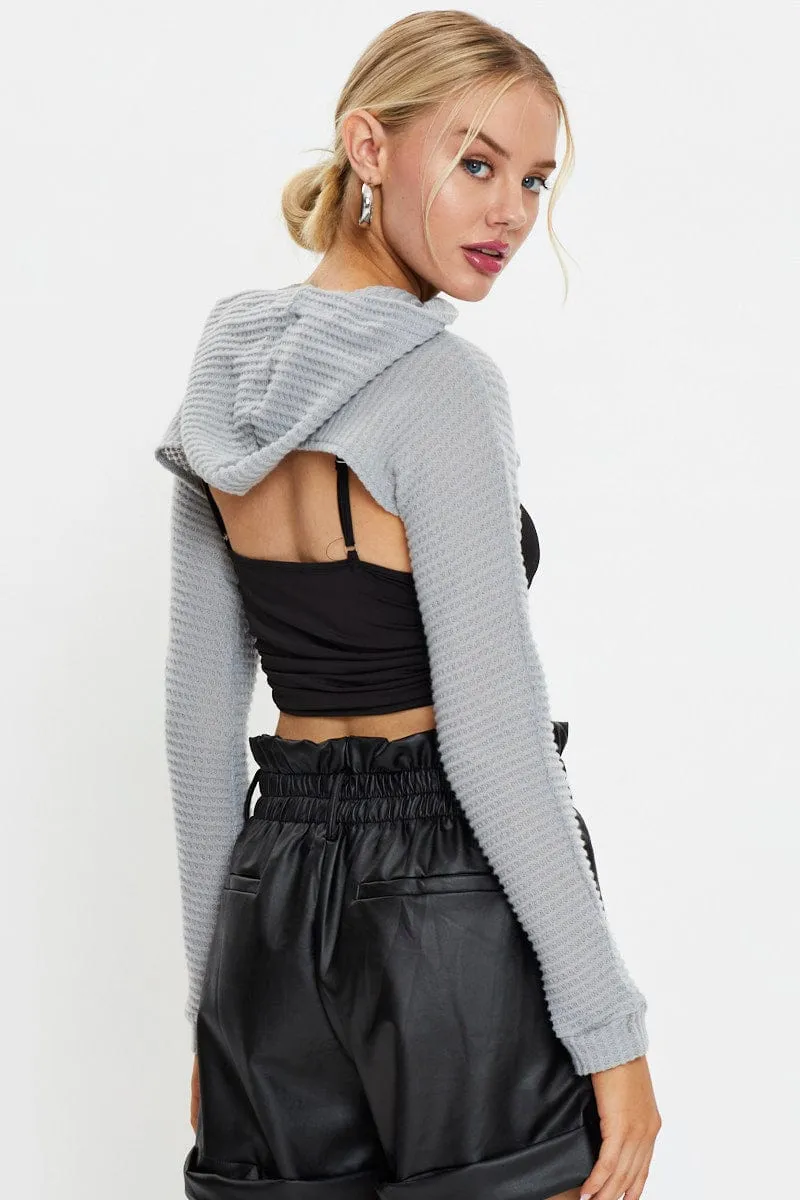 Grey Super Crop Hoodie Sweater sold by Ally Fashion product image thumbnail 5