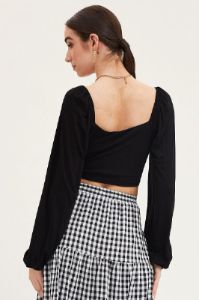 Black Top Long Sleeve Lace Trim sold by Ally Fashion