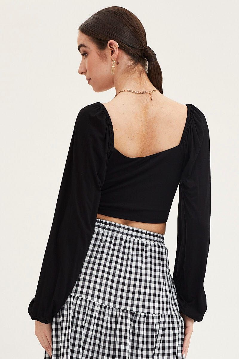 Black Top Long Sleeve Lace Trim sold by Ally Fashion product image thumbnail 5