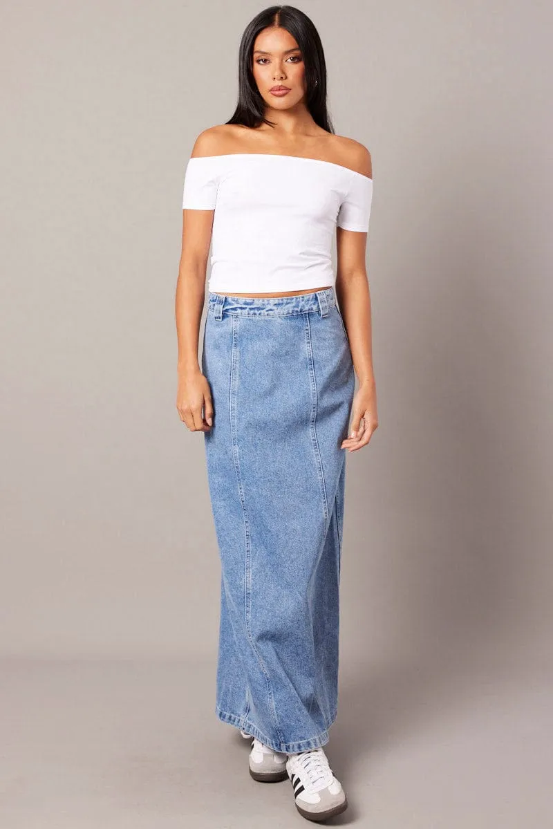 White Off Shoulder Top Short Sleeve Seamless sold by Ally Fashion product image thumbnail 2