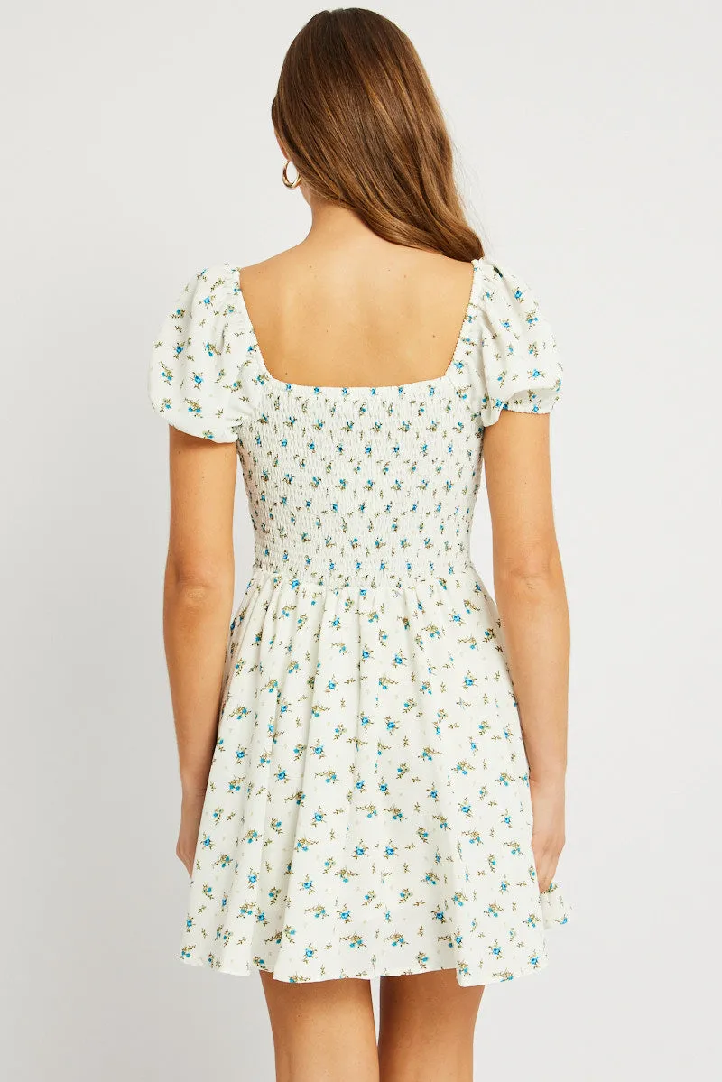 White Ditsy Fit And Flare Dress Mini sold by Ally Fashion product image thumbnail 5