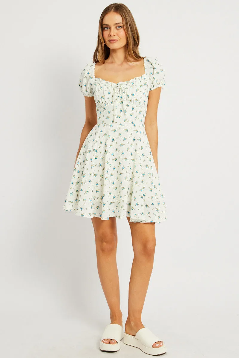 White Ditsy Fit And Flare Dress Mini sold by Ally Fashion product image thumbnail 2