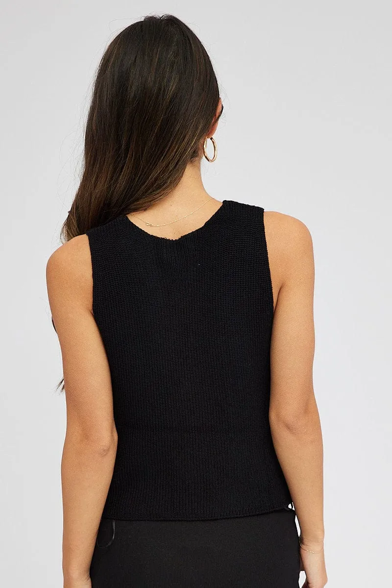 Black Knit Vest V Neck sold by Ally Fashion product image thumbnail 5