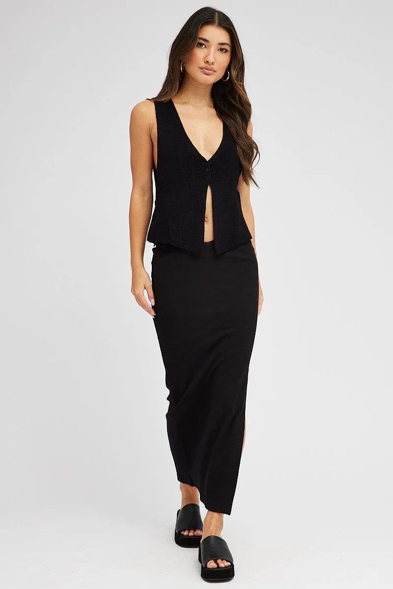 Black Knit Vest V Neck sold by Ally Fashion product image thumbnail 2