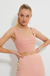 Orange Designer Structured Crop Top sold by Ally Fashion