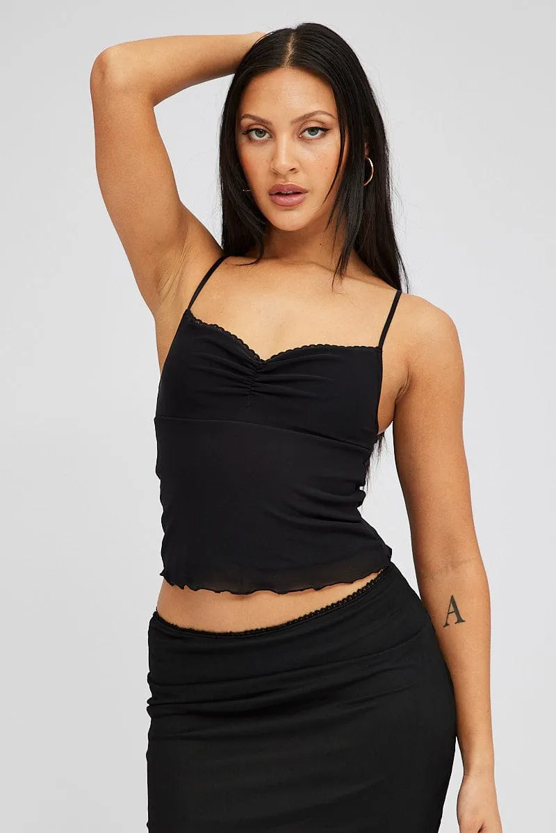 Black Mesh Singlet Top sold by Ally Fashion