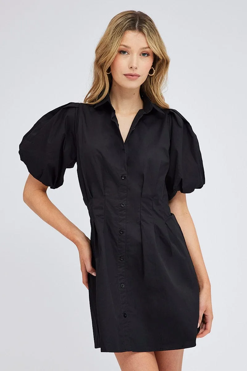 Black Shirt Dress Short Sleeve sold by Ally Fashion product image thumbnail 3