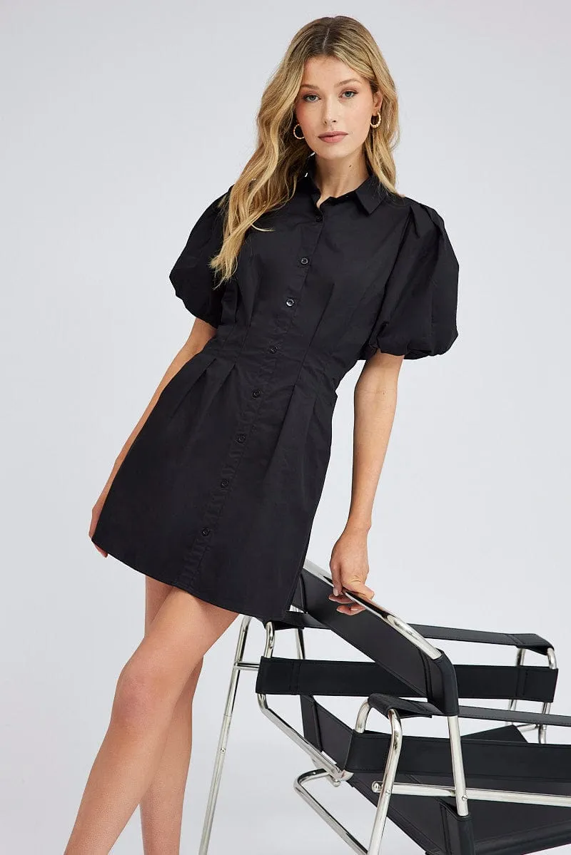 Black Shirt Dress Short Sleeve sold by Ally Fashion