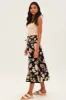 Black Floral High Waist Front Slit Floral Midi Skirt sold by Ally Fashion