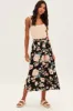 Black Floral High Waist Front Slit Floral Midi Skirt sold by Ally Fashion