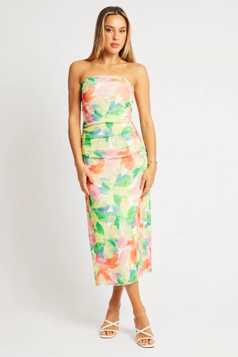 Multi Floral Bodycon Dress Boobtube Midi sold by Ally Fashion product image thumbnail 2