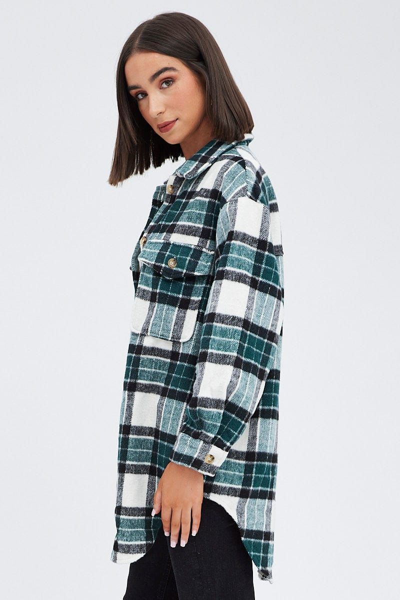 Green Check Long Print Jacket Long Sleeves sold by Ally Fashion product image thumbnail 4