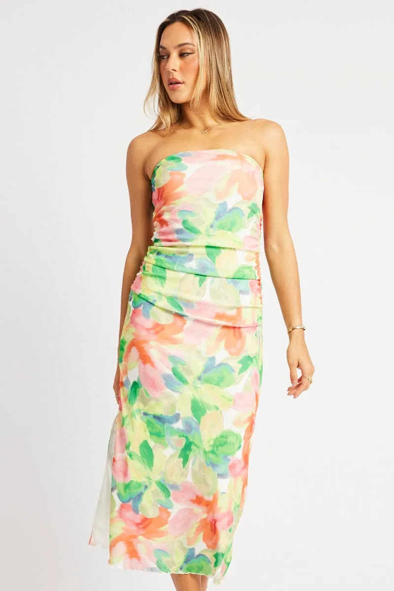 Multi Floral Bodycon Dress Boobtube Midi sold by Ally Fashion product image thumbnail 3