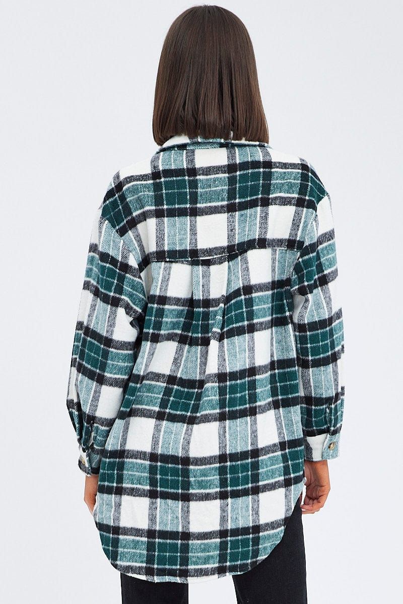 Green Check Long Print Jacket Long Sleeves sold by Ally Fashion product image thumbnail 5
