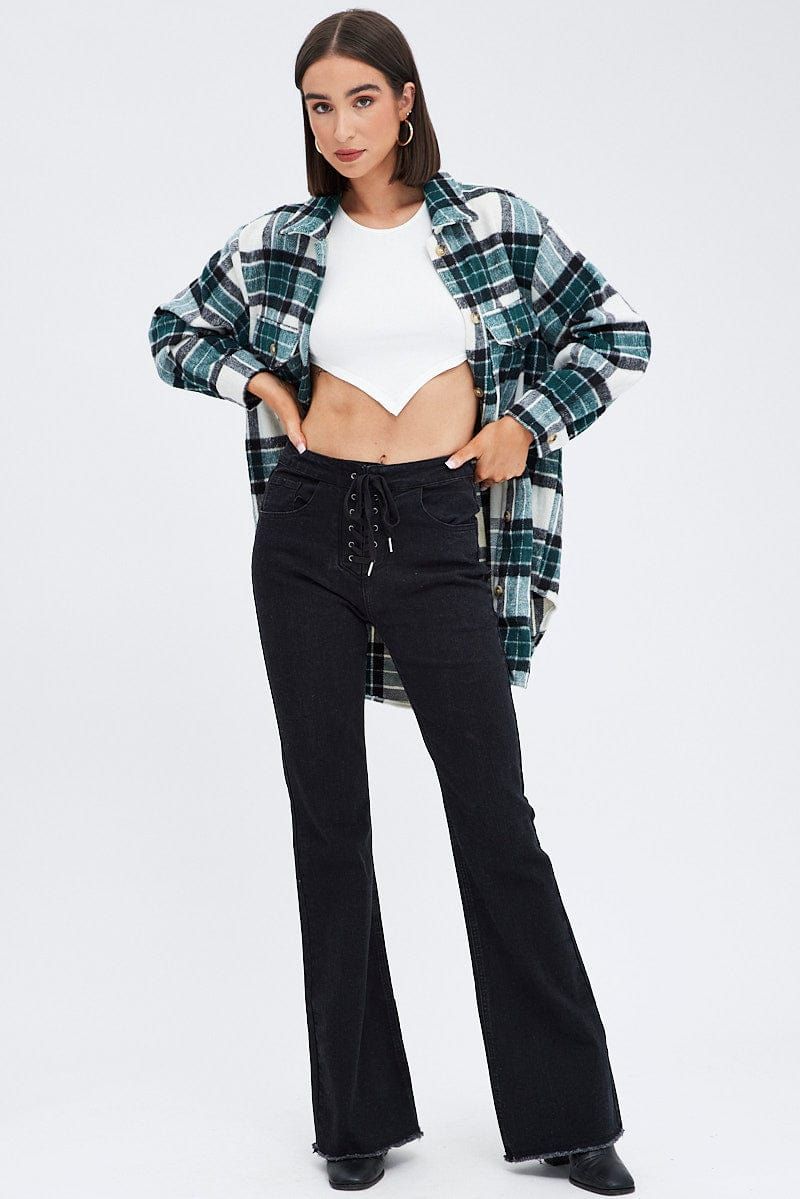 Green Check Long Print Jacket Long Sleeves sold by Ally Fashion product image thumbnail 2