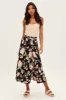 Black Floral High Waist Front Slit Floral Midi Skirt sold by Ally Fashion