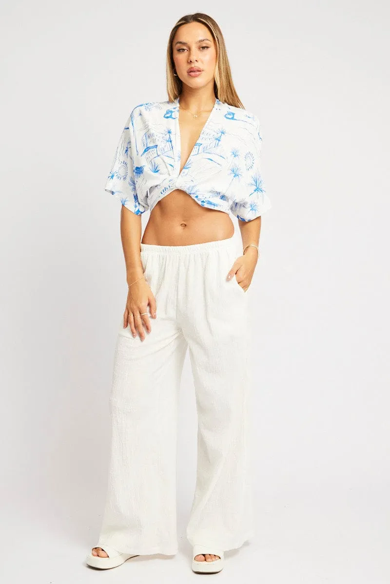 Blue Abstract Tie Up Bolero Short Sleeve sold by Ally Fashion product image thumbnail 2