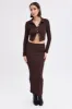 Brown Maxi Skirt Bodycon Textured Jersey sold by Ally Fashion