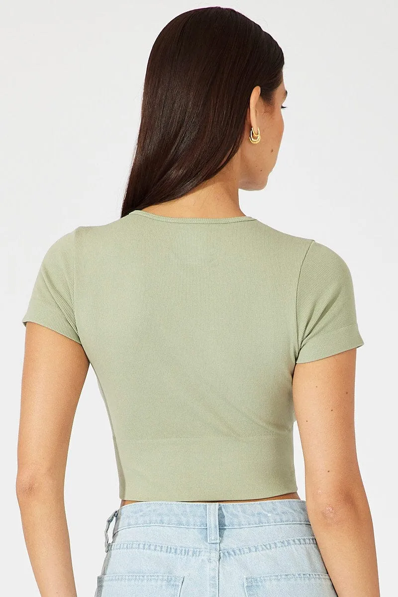 Green T Shirt Short Sleeve Crew Neck Seamless sold by Ally Fashion product image thumbnail 5