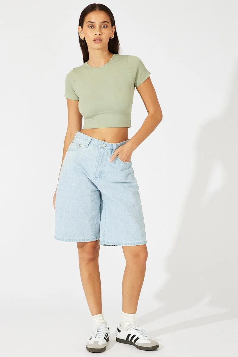 Green T Shirt Short Sleeve Crew Neck Seamless sold by Ally Fashion product image thumbnail 2