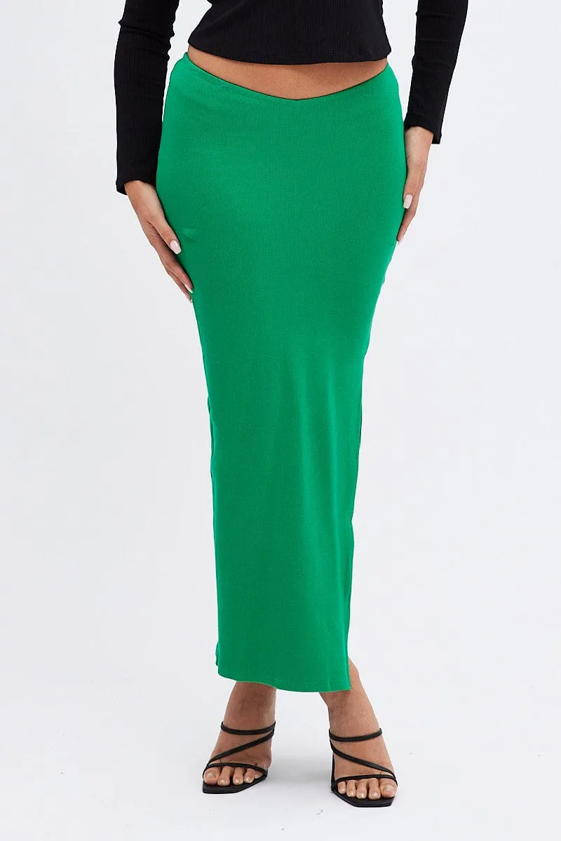 Green Maxi Skirt V Detail sold by Ally Fashion product image thumbnail 2