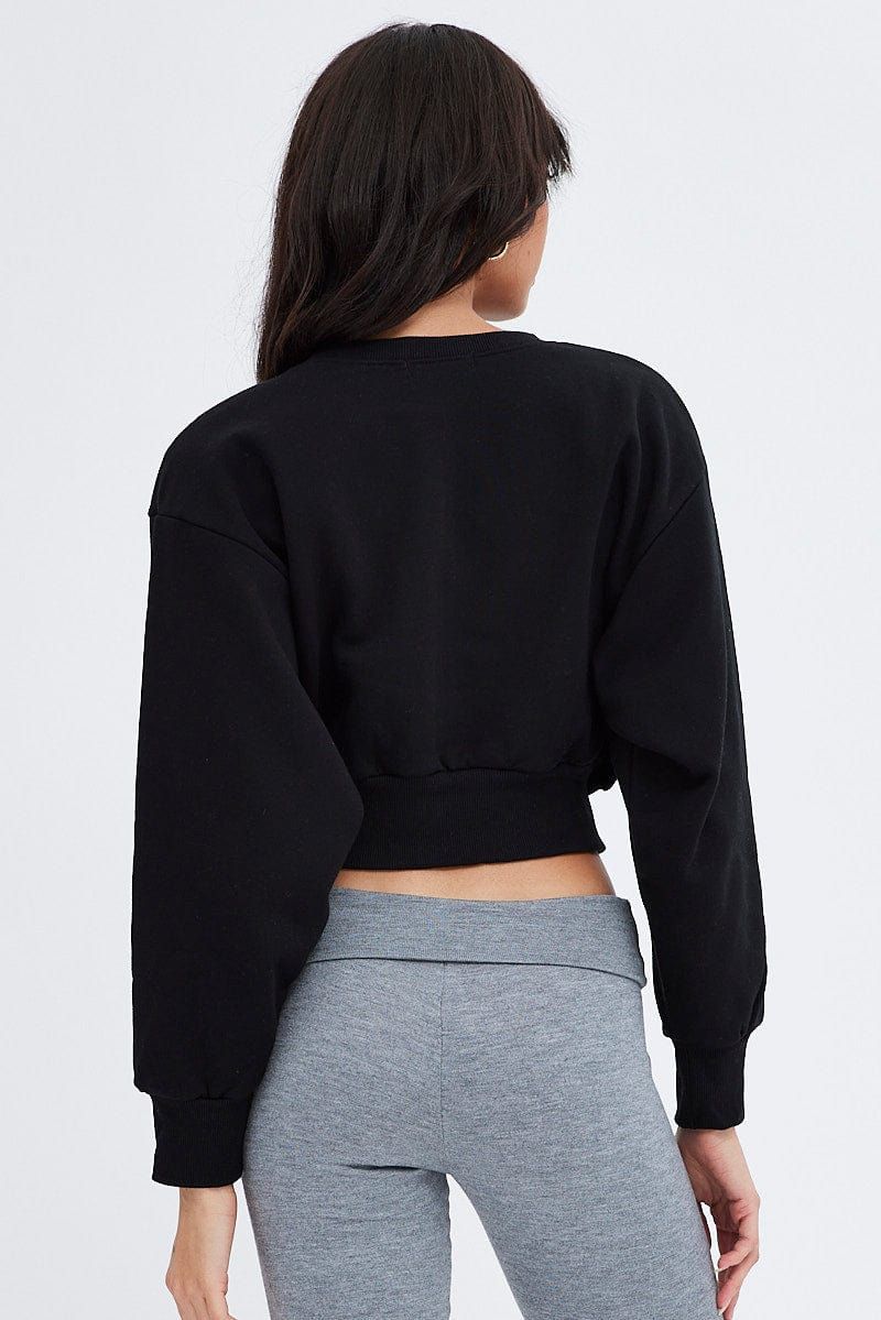 Black Sweater Round Neck Long Sleeve Embroidery sold by Ally Fashion product image thumbnail 5