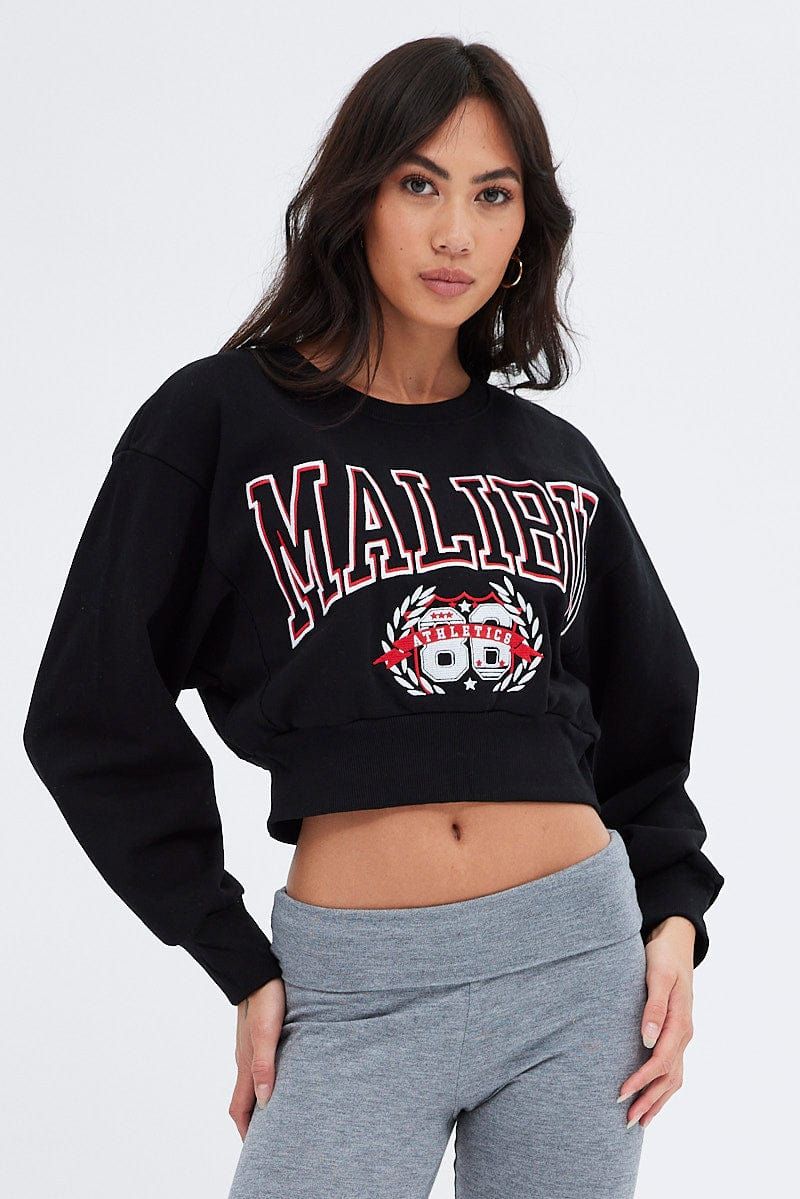 Black Sweater Round Neck Long Sleeve Embroidery sold by Ally Fashion product image thumbnail 3