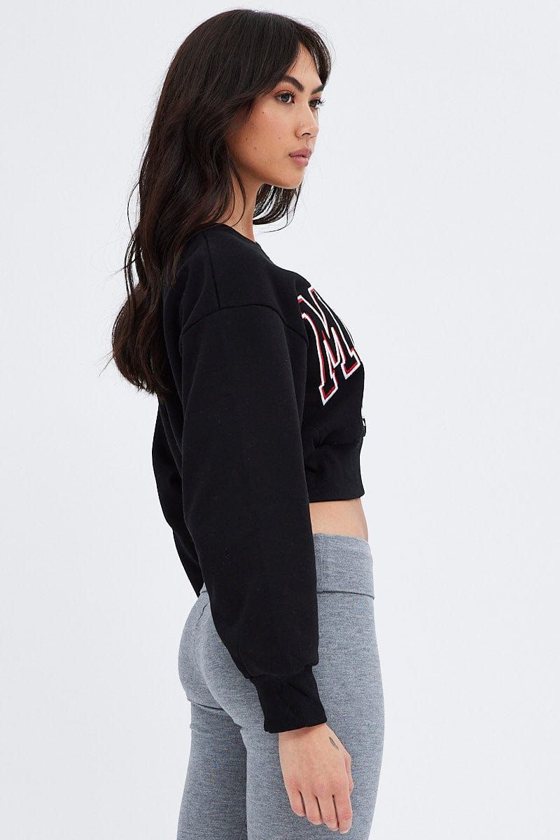 Black Sweater Round Neck Long Sleeve Embroidery sold by Ally Fashion product image thumbnail 4