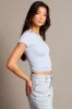 Blue Stripe T Shirt Short Sleeve Crew Neck Seamless sold by Ally Fashion