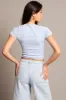 Blue Stripe T Shirt Short Sleeve Crew Neck Seamless sold by Ally Fashion