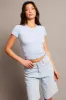 Blue Stripe T Shirt Short Sleeve Crew Neck Seamless sold by Ally Fashion