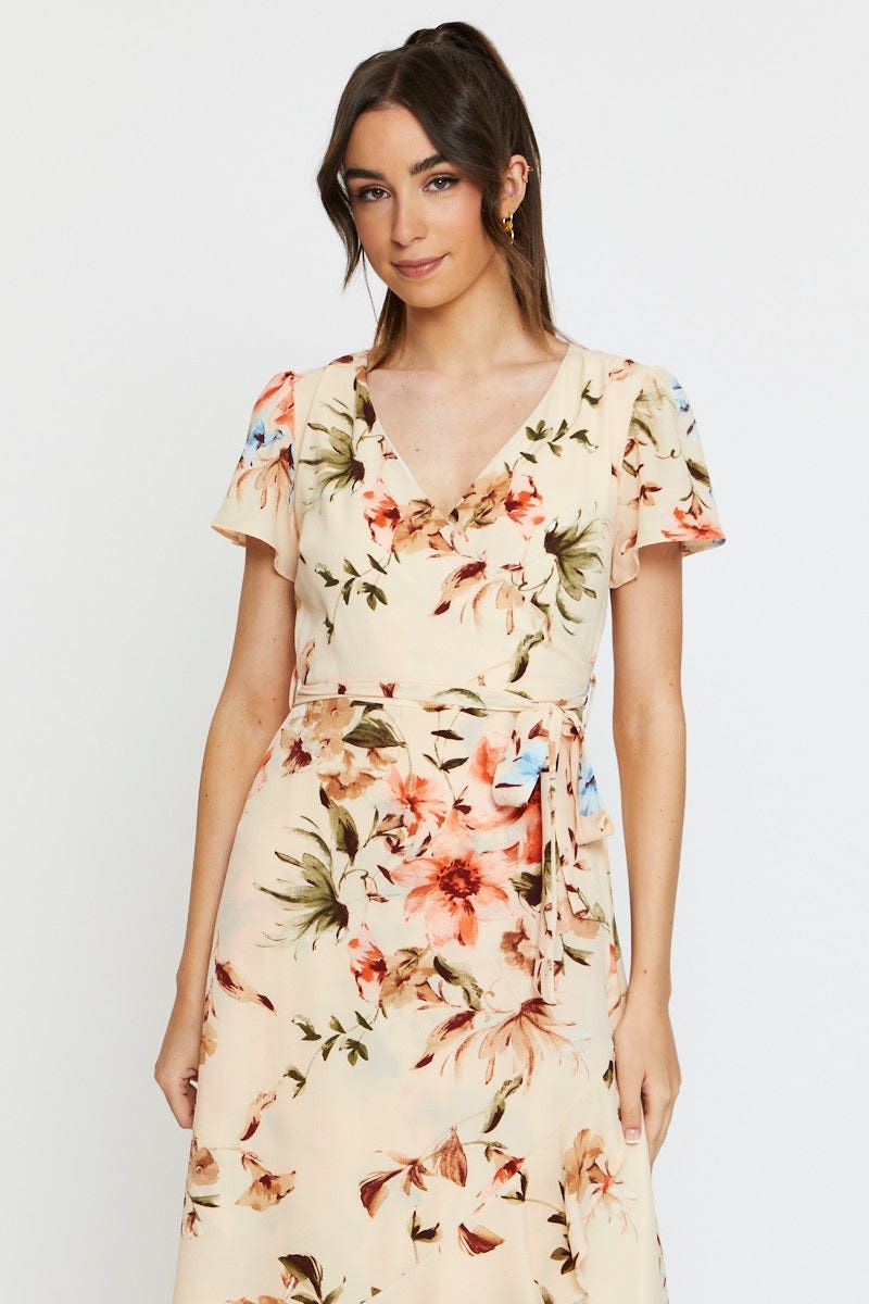 Print Midi Dress Short Sleeve V Neck sold by Ally Fashion product image thumbnail 2