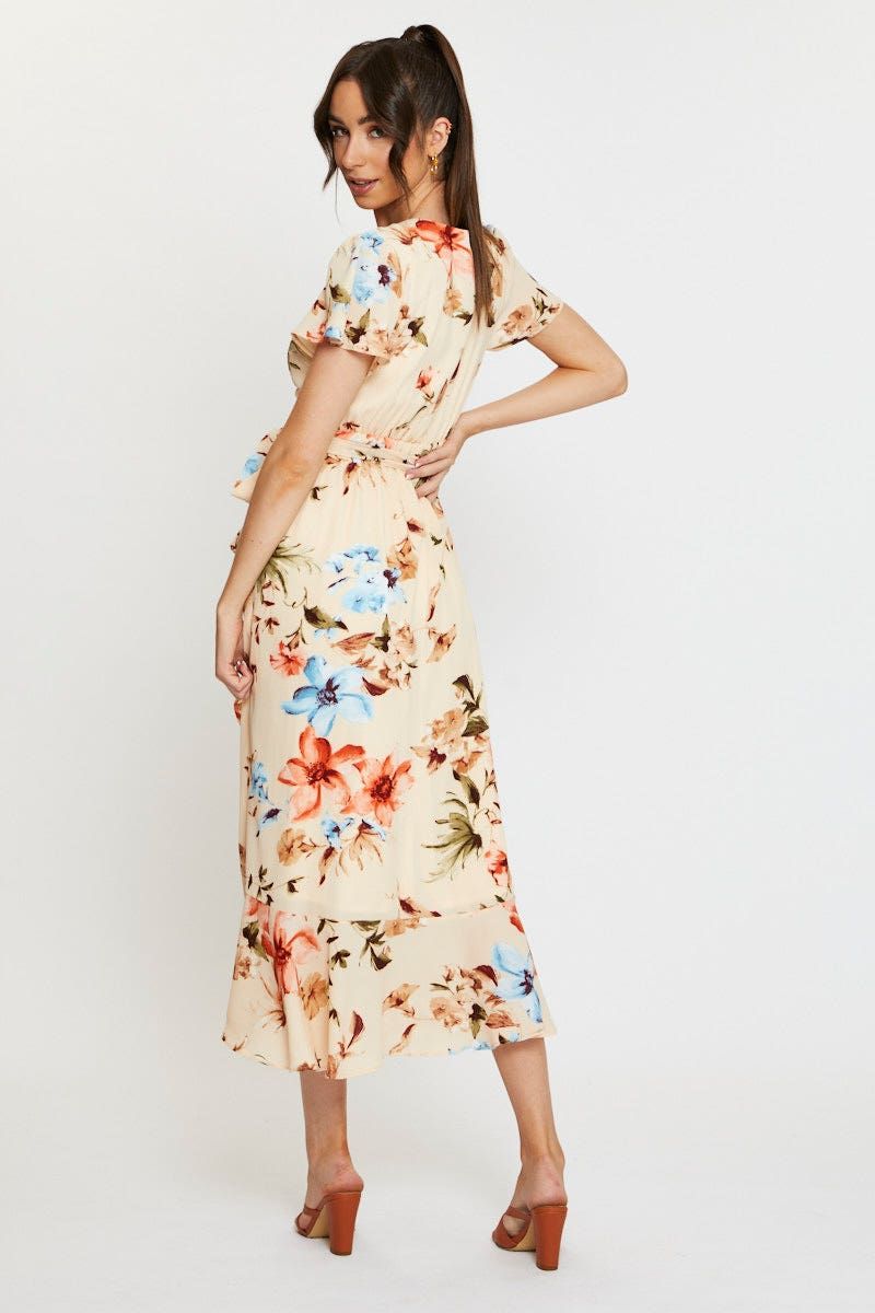 Print Midi Dress Short Sleeve V Neck sold by Ally Fashion product image thumbnail 5