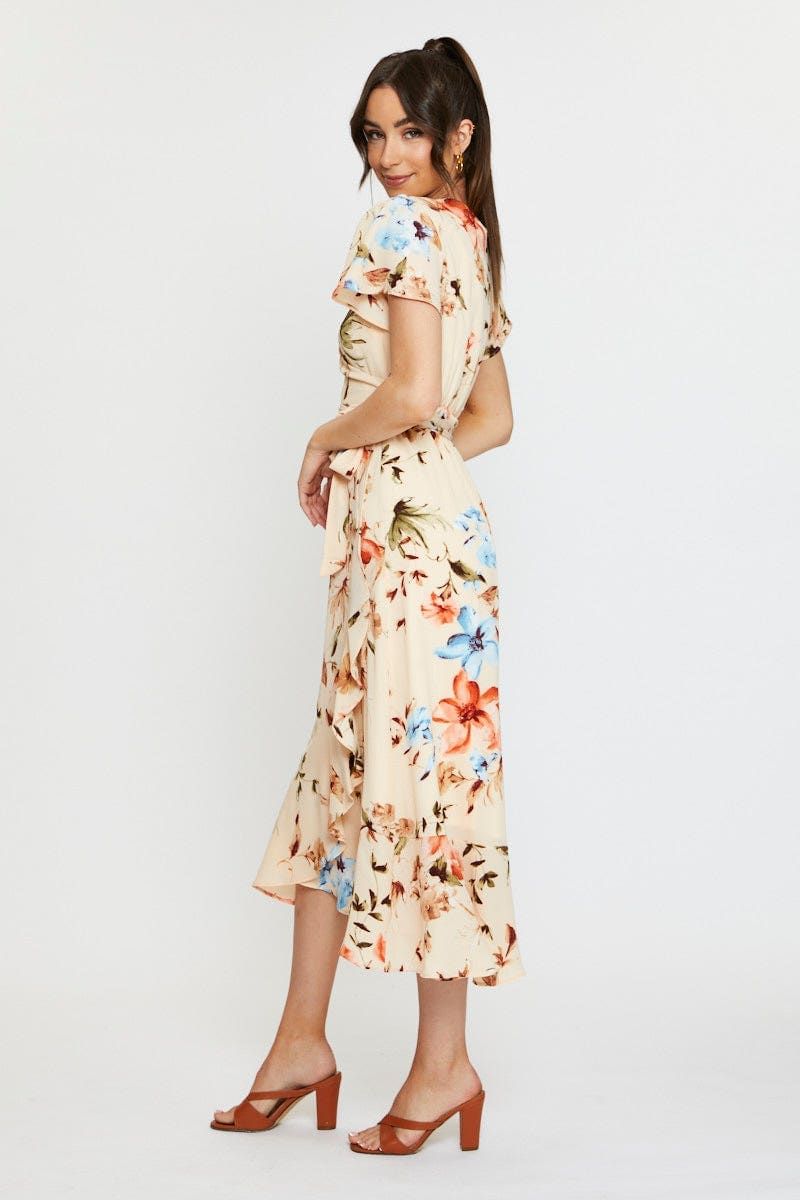 Print Midi Dress Short Sleeve V Neck sold by Ally Fashion product image thumbnail 4